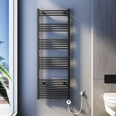 SONNI Badheizkörper Elektrisch Handtuchtrockner 1640x600mm Mittelanschluss Handtuchwärmer Krumm, Anthrazit
