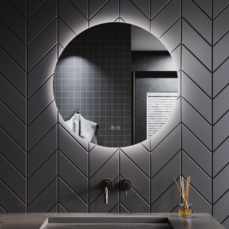 SONNI Badspiegel 60cm rund mit LED beleuchtung Touch Badezimmerspiegel Beschlagfrei IP44 - Type 1 -φ60cm,3 Lichtmodi dimmbar
