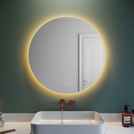 SONNI Badspiegel Led φ60 Touch beleuchtung Wandspiegel badezimmerspiegel rund mit 3 Lichtfarbe Touch Beschlagfrei Schutzklasse IP44 80 x 80cm