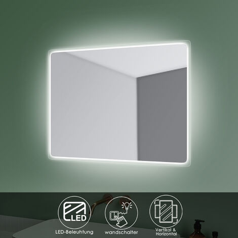 SONNI Badspiegel LED Beleuchtung Badezimmerspiegel mit led Kaltweißer Beleuchtung 60x80 cm Kupfer/bleifreie Wandschalter, Schutzklasse IP44
