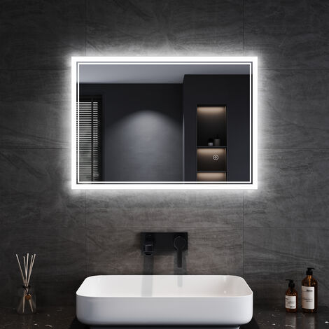 SONNI Badspiegel LED Beschlagfrei Touch Schalter Klatweiß 70x50cm Energie Sparen Mit Power Off Memory Funktion
