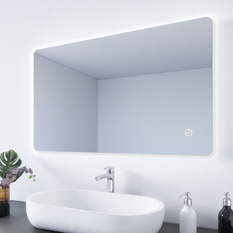 SONNI Badspiegel LED Touch Beleuchtung Wandspiegel Rechteckig Horizontal 1000x600mm