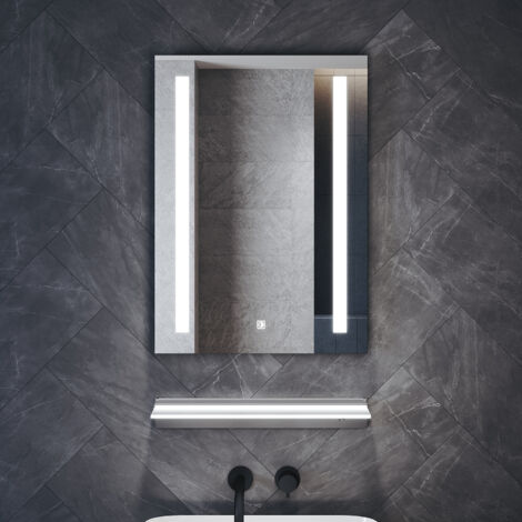SONNI Badspiegel mit Beleuchtung Ablage 50x70cm LED Badezimmerspiegel mit Touch-Schalter 3 Beleuchtungsmodi und Memory-Funktion,Beidseitig Beleuchtet
