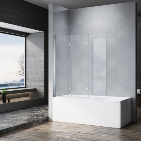 Sonni – Paroi de douche murale 130 x 130 cm – Verre trempé 6 mm transparent – Profilé aluminium chromé – Pliable 180° pour gain de place