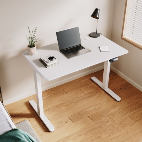 SONNI Bureau Assis debout 60 x 120 cm Avec Fonction mémoire structure d'installation rapide.Bureau Réglable en Hauteur 70-115cm Blanc Chaise de bureau ergonomique