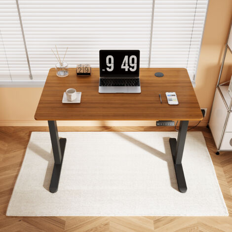 SONNI Bureau Assis debout 60 x 120 cm Avec Fonction mémoire, structure d'installation rapide.Bureau Réglable en Hauteur 70-115cm Noyer