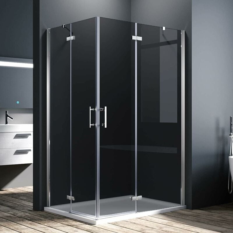 Cabine de douche Paroi de douche accès d'angle 80x90cm Porte de douche à charnières - Sonni