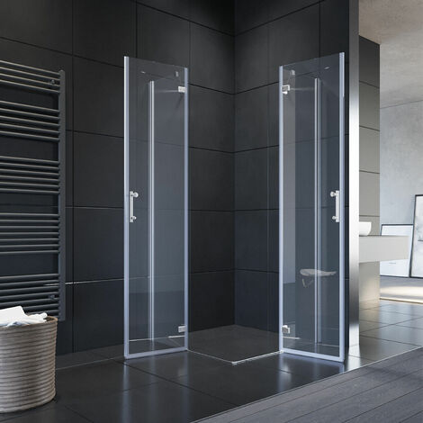 SONNI Cabine de douche Paroi de douche accès d'angle 90x100cm Porte de douche à charnières