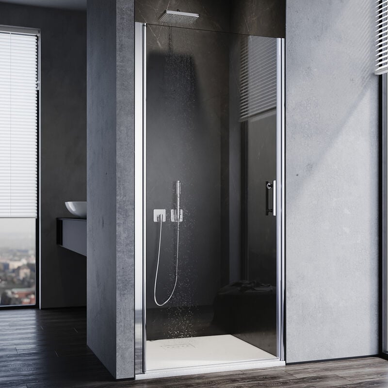 SONNI Cabine de douche Porte de douche battante Porte de douche séparée Porte en verre NANO verre Porte en niche 86 x 185 cm