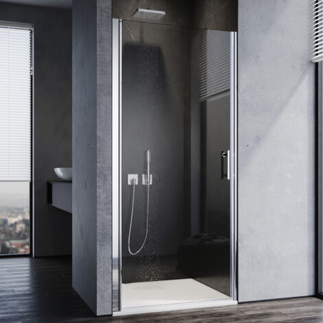 Sonni – Porte de douche battante en verre clair 86 x 185 cm – Installation facile – Adaptée à ouverture gauche/droite – Joint hydrofuge inclus