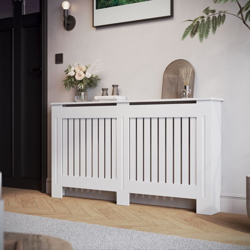 Cache-radiateur vertical laqué blanc 152x19x81cm Large - Sonni