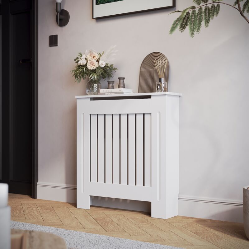 SONNI capot de radiateur laqué blanc vertical 78x19x81cm petit