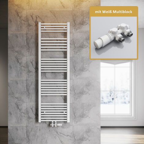 SONNI Design Heizkörper Bad Badheizkörper Weiß,1600x500mm,mit Weiß Multiblock,702 Watt,Mittelanschluss