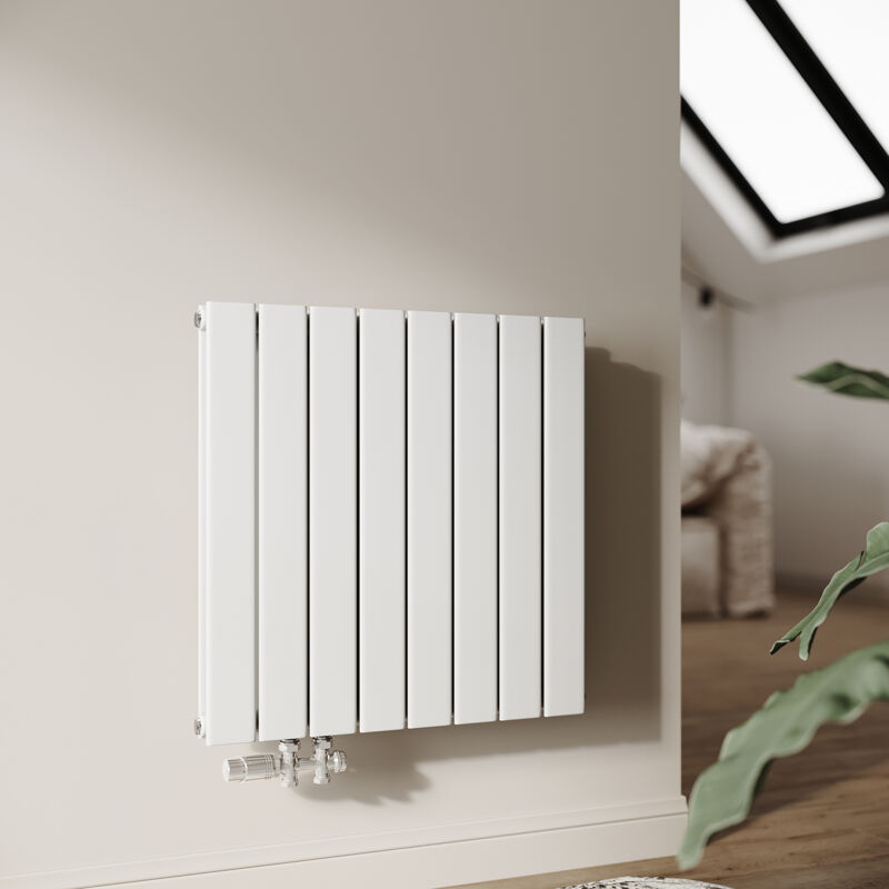 Radiateur eau chaude en acier Conception murale Vertical Radiateur chauffage central 630x619mm Panneau Double Blanc (774W) - Sonni