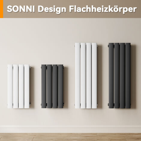 SONNI Design Heizkorper klein Flachheizkörper Vertikal WC Paneelheizkörper Anthrazit,900x311mm,321 Watt