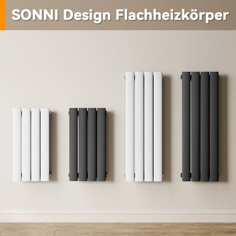 SONNI Design Heizkorper klein Flachheizkörper Vertikal WC Paneelheizkörper Weiß,600x311mm,222 Watt