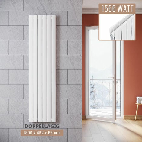 SONNI Design Paneelheizkörper Weiß Flachheizkörper Vertikal Doppellagig 1800x462mm