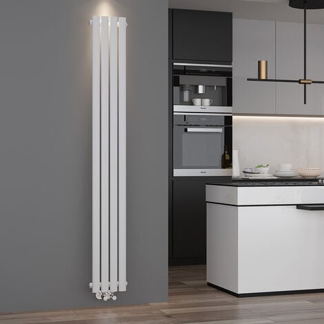 SONNI Design Pannello Radiatore Tubi 1800 x 239 mm Bianco Singolo Strato Radiatore Bagno Collegamento Centrale Tubi Verticali Radiatore
