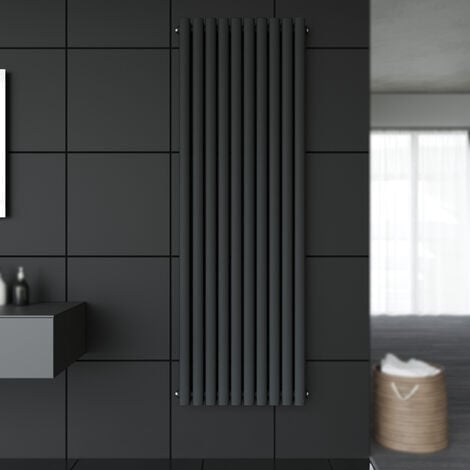 SONNI Design Pannello Radiatore Tubi 1800 x 590 mm Antracite Doppio Strato Bagno Radiatore Collegamento Centrale Tubi Verticali Radiatore