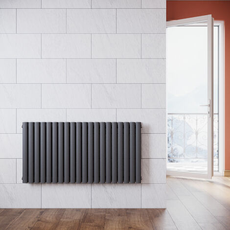 SONNI Design Pannello Radiatore Tubi 600x1180mm Antracite Doppio Strato Bagno/Soggiorno Radiatore Orizzontale Ingresso Laterale Bagno Radiatore Radiatore Radiatore