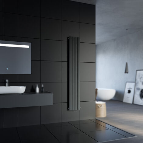 SONNI Design Radiatore a pannello piatto 1800 x 308 mm Antracit Radiatore da bagno Radiatore a strato singolo Radiatore a pannello verticale