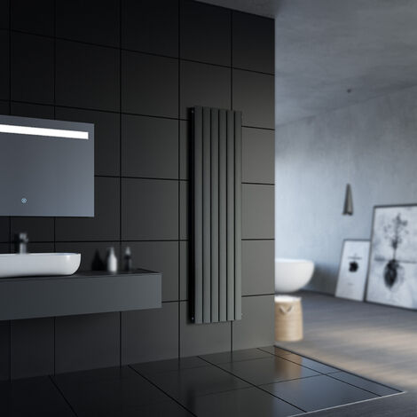 SONNI Design Radiatore a pannello piatto 1800 x 462 mm Antracit Radiatore da bagno Radiatore a doppio strato Radiatore a pannello verticale