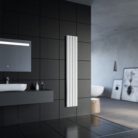 SONNI Design Radiatore a pannello piatto 1800x308mm Radiatore a pannello bianco Collegamento centrale verticale Doppio strato