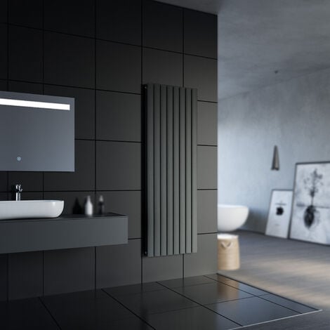 SONNI Design Radiatore a pannello piatto 1800x616mm Antracite Radiatore a pannello verticale a connessione centrale a doppio strato