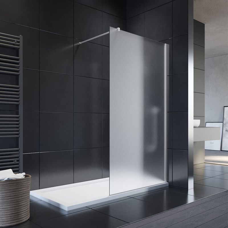 Douche à l'italienne de 80x200 cm avec stabilisateur en verre plein satiné de 8 mm, nano-revêtement inclus - Sonni