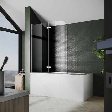 SONNI Duschabtrennung Badewannenaufsatz mit 6mm NANO ESG Glas Badewannenfaltwand Duschwand H140xB120cm