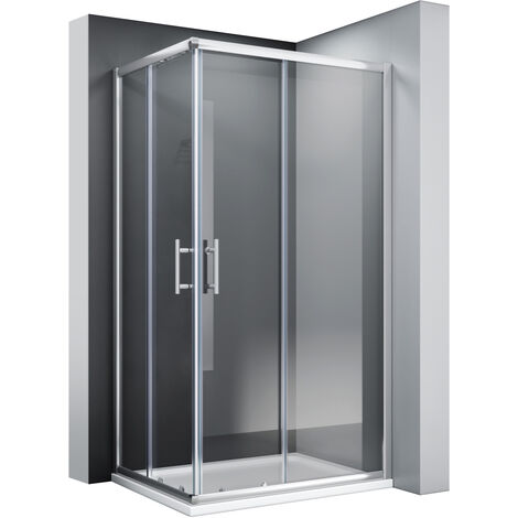 SONNI Duschabtrennung Eckdusche mit Schiebetür Duschwand mit Glasschiebetür ESG-Sicherheitsglas 75×90cm