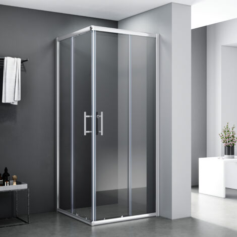 SONNI Duschkabine 75x90 Eckeinstieg Dusche Duschabtrennung Schiebetür mit Schnellfreigabefunktion ESG 195cm