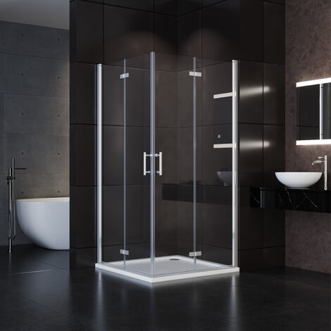 SONNI Duschkabine 80x80 cm falttür Eckeinstieg faltbar Duschabtrennung Faltdusche NANO 195cm