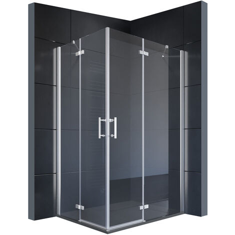 SONNI Duschkabine Duschabtrennung Duschwand Scharniertür Eckeinstieg Dusche NANO Glas 120x90x195cm