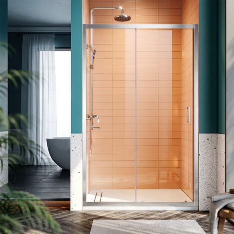 SONNI Duschkabine Duschschiebetür Dusche  Duschtüren Nischentür Einzelschiebetür Glasschiebetür ESG Glastür 110x185cm