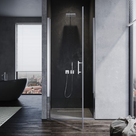 SONNI Duschkabine Duschtür nische Pendeltür Duschabtrennung Glastür NANO Glas Nischentür 80 x 185 cm