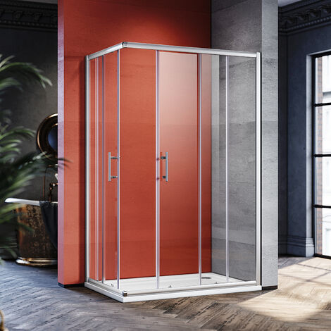 SONNI Duschkabine Eckdusche ESG Sicherheitsglas Eckeinstieg Schiebetür Schnell Freigabefunktion Spritzwasserschutz 120x80x185cm