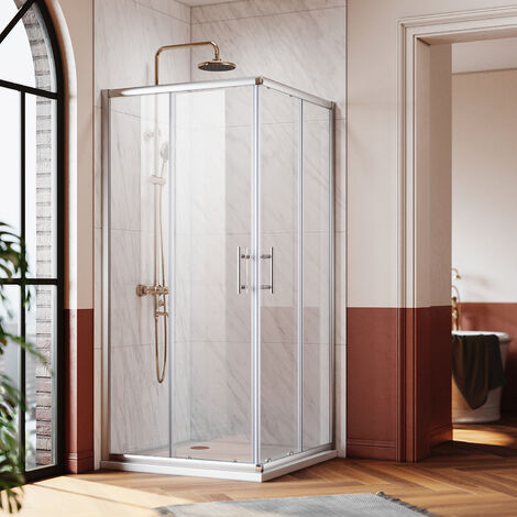 SONNI Duschkabine Eckdusche ESG Sicherheitsglas Eckeinstieg Schiebetür Schnell Freigabefunktion Spritzwasserschutz 75x75x185cm