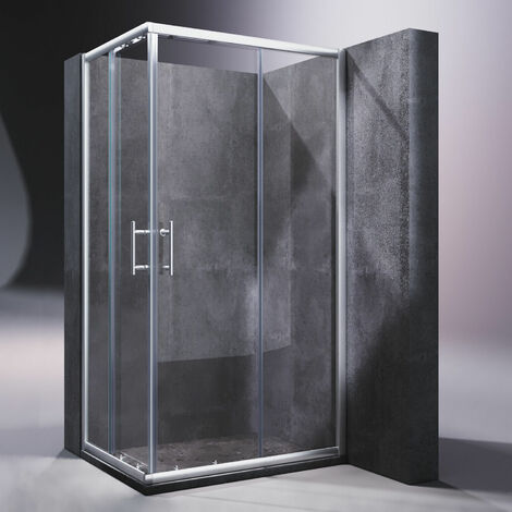 SONNI Duschkabine Eckeinstieg Doppel Schiebetür Eckdusche ESG Sicherheitsglas Schnell Freigabefunktion 100x90x185cm