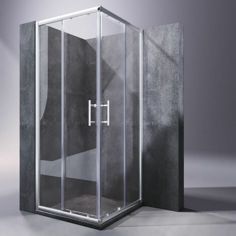 SONNI Duschkabine Eckeinstieg Doppel Schiebetür Eckdusche ESG Sicherheitsglas Schnell Freigabefunktion 90x90x185cm