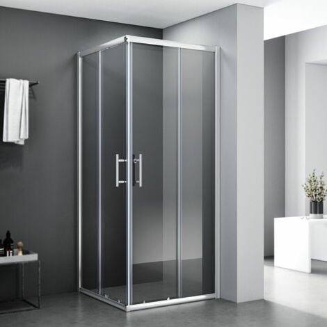 SONNI Duschkabine Eckeinstieg Dusche Schiebetür Duschabtrennung Duschwand Schnellfreigabefunktion ESG glas 90x80x185cm