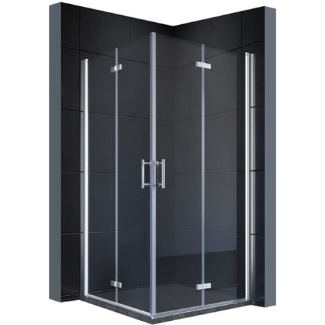 SONNI Duschkabine Eckeinstieg mit Falttür 180º NANO Glas Höhe 195cm beide Seiten faltbar Duschwand Duschabtrennung Chrom 120x120 cm