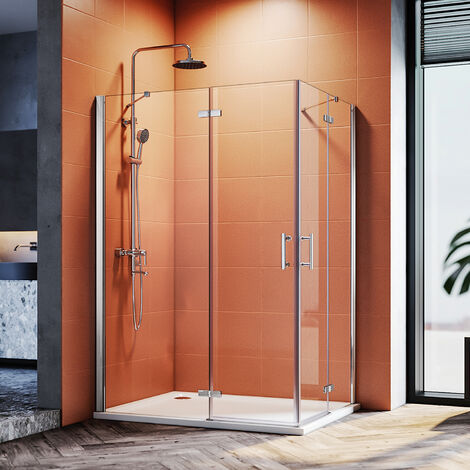 SONNI Duschkabine eckeinstieg mit Scharniertüren Nanobeschichtung glas Dusche walk in Duschabtrennung 120x90x195cm