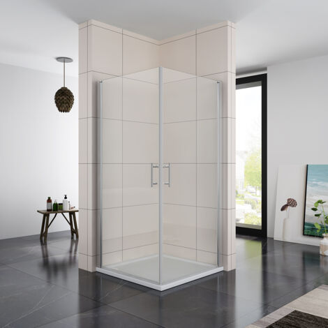SONNI Duschkabine Eckeinstieg Pendeltür Dusche Schwenktür Duschabtrennung Duschwand Rahmenlos und Leicht zu Reinigen 70x70x195cm