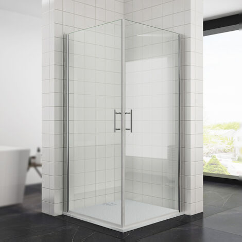 SONNI Duschkabine Eckeinstieg Pendeltür Dusche Schwenktür Duschabtrennung Duschwand Rahmenlos und Leicht zu Reinigen 80x80x195cm