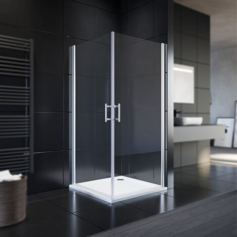 SONNI Duschkabine Eckeinstieg Pendeltür Dusche Schwenktür Duschabtrennung Duschwand Rahmenlos und Leicht zu Reinigen 86x86x195cm