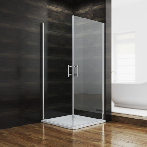 SONNI Duschkabine Eckeinstieg Pendeltür Dusche Schwenktür Duschabtrennung Duschwand Rahmenlos und Leicht zu Reinigen 90x90x195cm