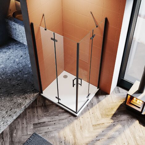 SONNI Duschkabine Eckeinstieg Schwarzes Dusche 80-120 Höhe 195cm Mit PendeltüRen Scharniertür Duschabtrennung-80x120cm