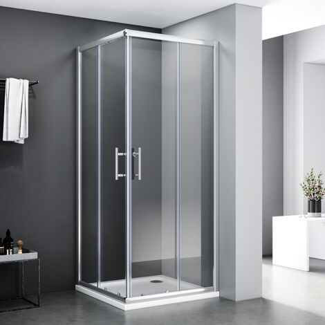 SONNI Duschkabine Schiebetür Glas Duschabtrennung Eckeinstieg Dusche 80x80 H:195cm Schnellfreigabefunktion