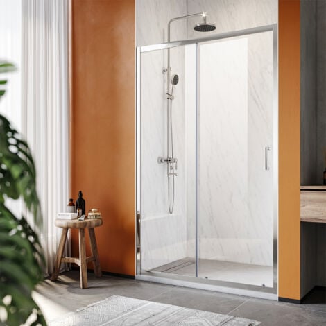 SONNI Duschtüren 100 x 185cm Duschabtrennung Schiebetür Nischentür Dusche ESG 5mm Schnellfreigabefunktion